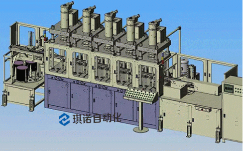 四工位轉盤上料機+五工位油壓機連桿機械手